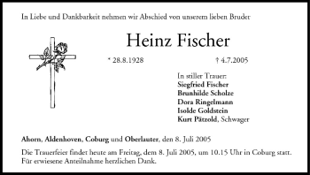Anzeige von Heinz Fischer von MGO