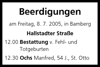 Anzeige von Beerdigungen vom 08.07.2005 von MGO