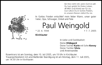 Anzeige von Paul Weingold von MGO