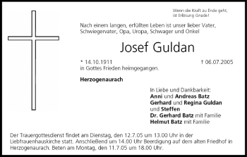 Anzeige von Josef Guldan von MGO