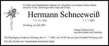 Anzeige von Hermann Schneeweiß von MGO