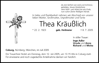 Anzeige von Thea Kräußlich von MGO