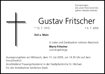 Anzeige von Gustav Fritscher von MGO