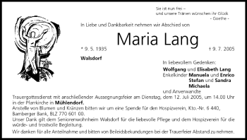 Anzeige von Maria Lang von MGO