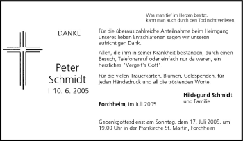 Anzeige von Peter Schmidt von MGO