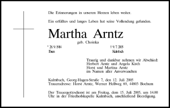 Anzeige von Martha Arntz von MGO