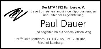 Anzeige von Paul Dauer von MGO