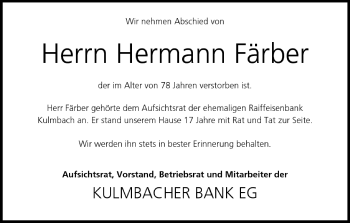 Anzeige von Hermann Färber von MGO