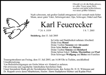 Anzeige von Karl Feuerecker von MGO