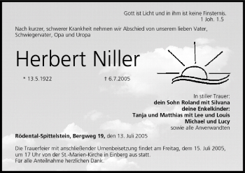 Anzeige von Herbert Niller von MGO