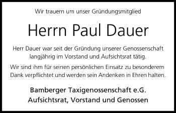 Anzeige von Paul Dauer von MGO