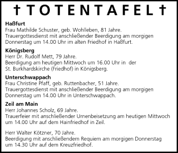 Anzeige von Totentafel vom 13.07.2005 von MGO