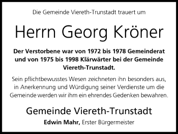 Anzeige von Georg Kröner von MGO
