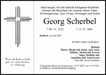Anzeige von Georg Scherbel von MGO