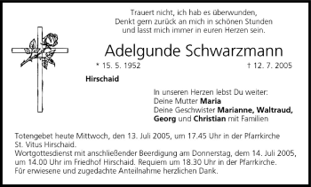 Anzeige von Adelgunde Schwarzmann von MGO