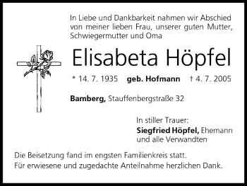 Anzeige von Elisabeta Höpfel von MGO