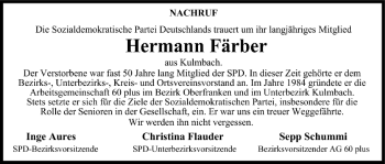 Anzeige von Hermann Färber von MGO