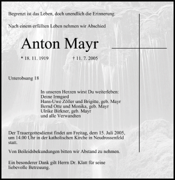 Anzeige von Anton Mayr von MGO