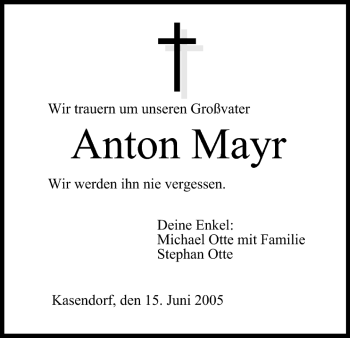 Anzeige von Anton Mayr von MGO