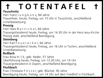 Anzeige von Totentafel vom 15.07.2005 von MGO