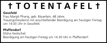 Anzeige von Totentafel vom 15.07.2005 von MGO