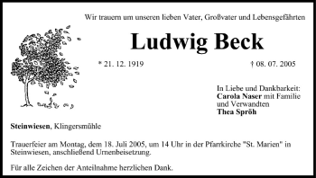 Anzeige von Ludwig Beck von MGO