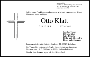 Anzeige von Otto Klatt von MGO