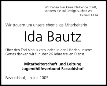 Anzeige von Ida Bautz von MGO