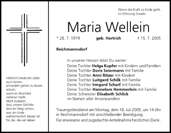 Anzeige von Maria Wellein von MGO