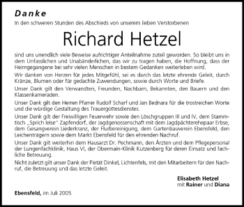 Anzeige von Richard Hetzel von MGO