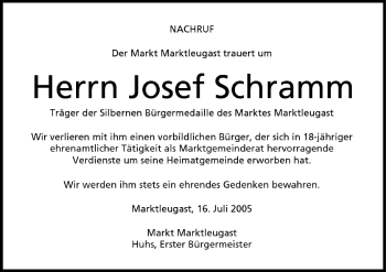 Anzeige von Josef Schramm von MGO