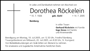 Anzeige von Dorothea Röckelein von MGO