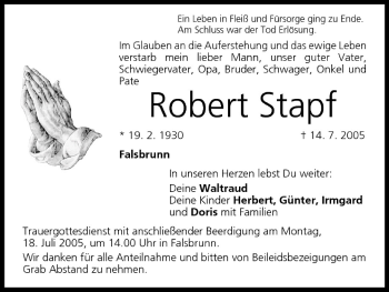 Anzeige von Robert Stapf von MGO