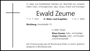 Anzeige von Ewald Zeume von MGO