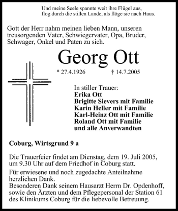 Anzeige von Georg Ott von MGO