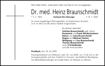 Anzeige von Heinz Braunschmidt von MGO