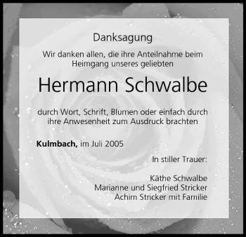 Anzeige von Hermann Schwalbe von MGO