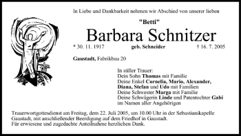 Anzeige von Barbara Schnitzer von MGO