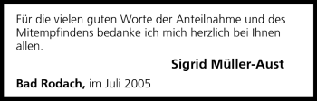 Anzeige von Sigrid Müller-Aust von MGO