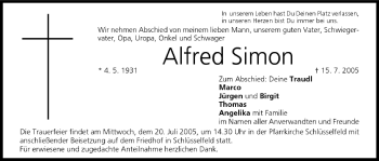 Anzeige von Alfred Simon von MGO