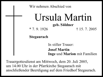 Anzeige von Ursula Martin von MGO