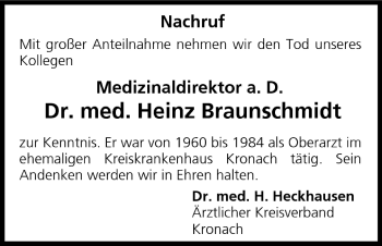 Anzeige von Heinz Braunschmidt von MGO