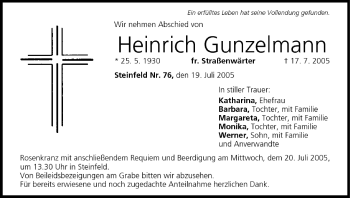 Anzeige von Heinrich Gunzelmann von MGO