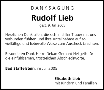 Anzeige von Rudolf Lieb von MGO