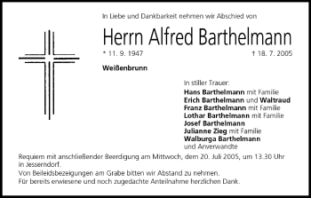 Anzeige von Alfred Barthelmann von MGO
