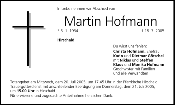 Anzeige von Martin Hofmann von MGO