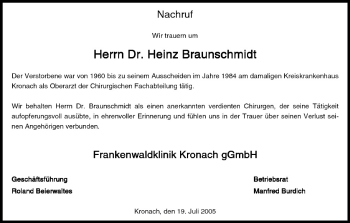 Anzeige von Heinz Braunschmidt von MGO