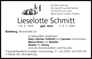 Anzeige von Lieselotte Schmitt von MGO