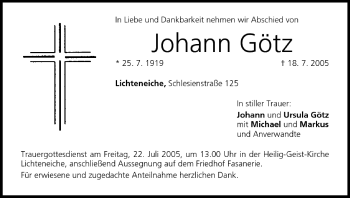 Anzeige von Johann Götz von MGO