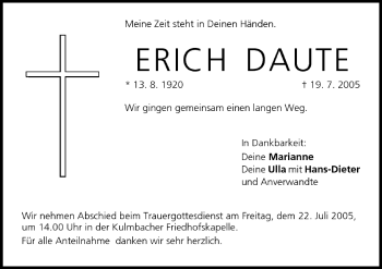 Anzeige von Erich Daute von MGO